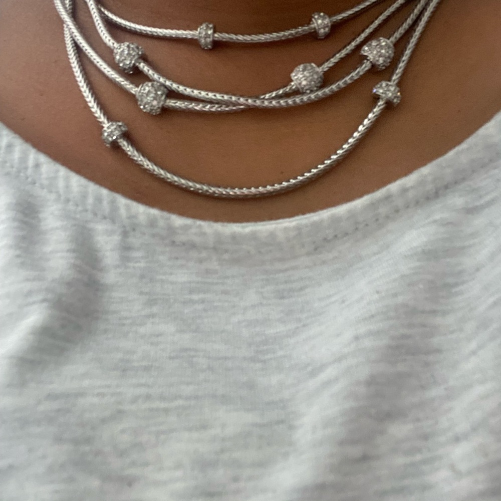 Silver Metallic Necklace with beads